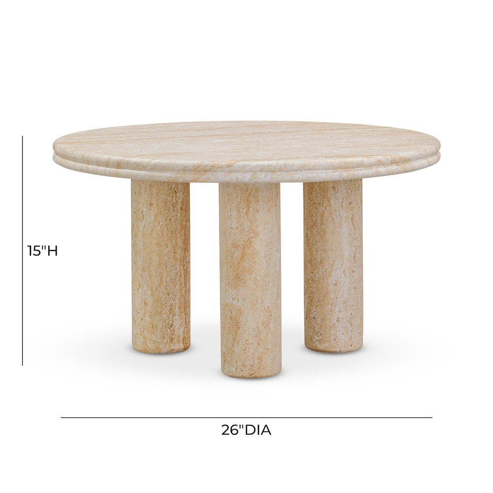 Amora Faux Travertine Indoor/Outdoor 26 inch Round Accent Table