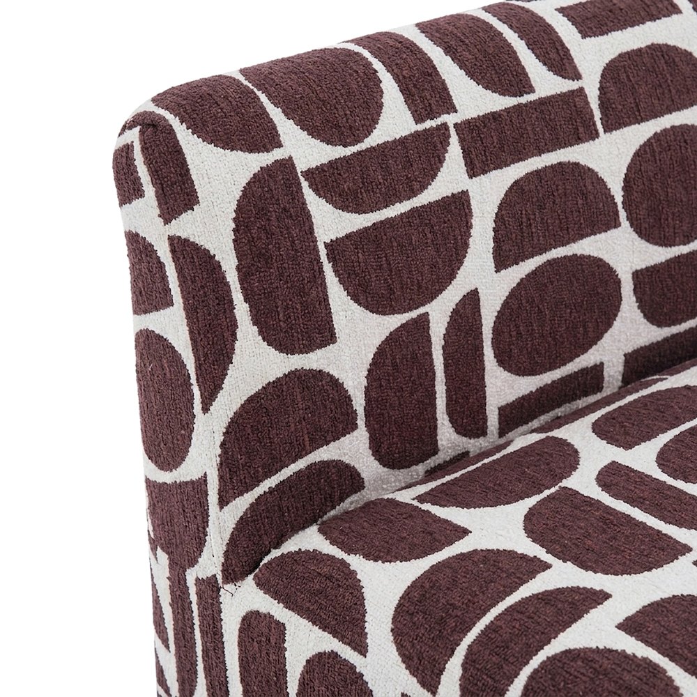 Jacquard-Woven Upholstered Stool with Sinuous Spring Support, Merlot