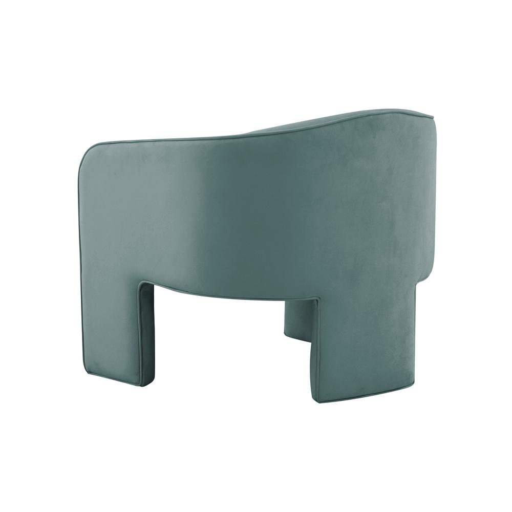 Velvet Accent Chair in Sea Blue with Sculptural Design and Plywood Legs