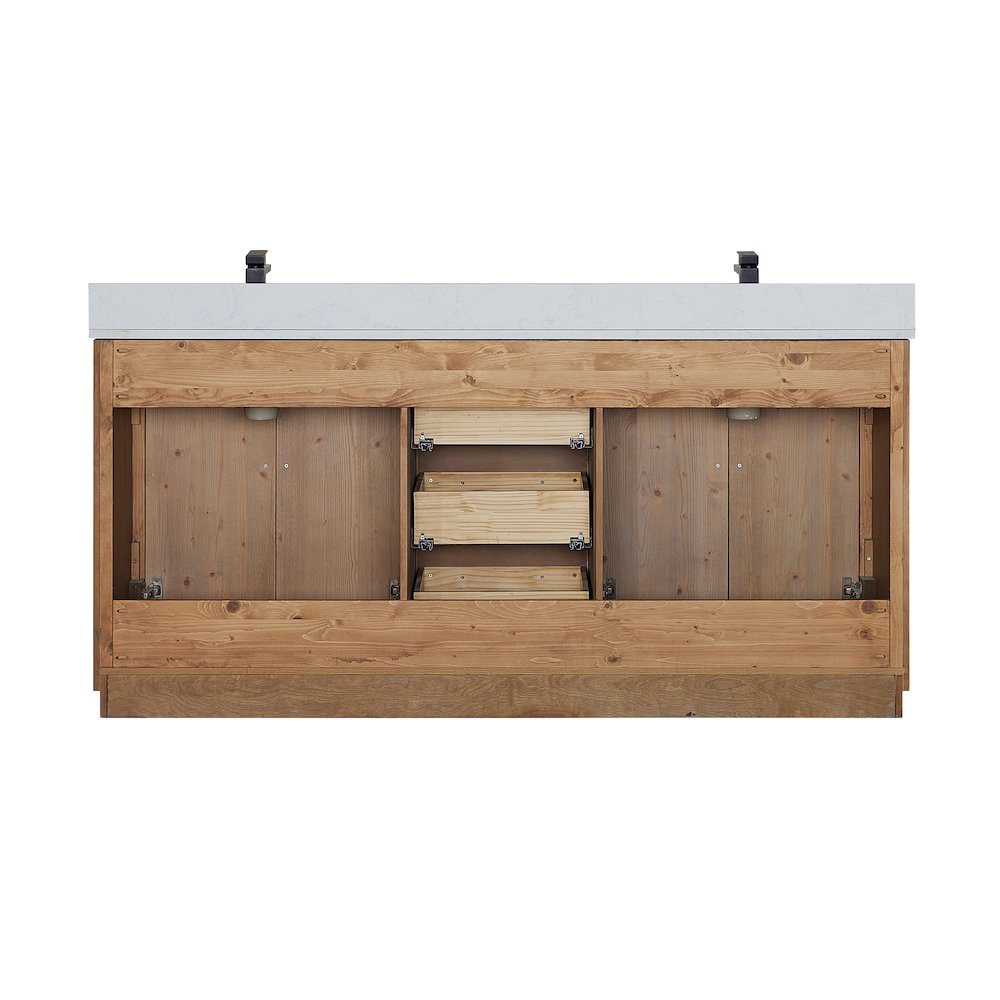 72" Double Bathroom Vanity with Grain White Countertop without Mirror