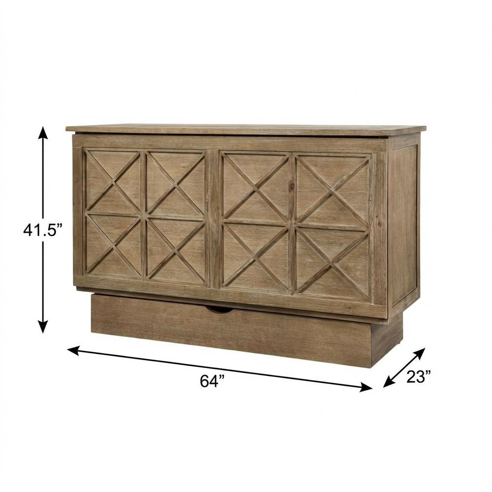 Queen Wood Cabinet Bed Light Ash Finish - Space-Saving Wall Mount Sleep Solution