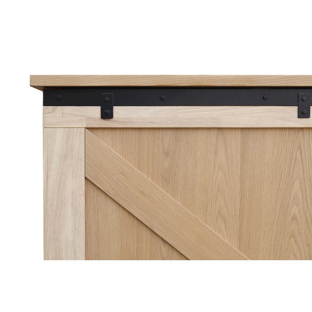 Queen Wood Cabinet Bed White Oak Finish with Metal Drawer Glides and Storage