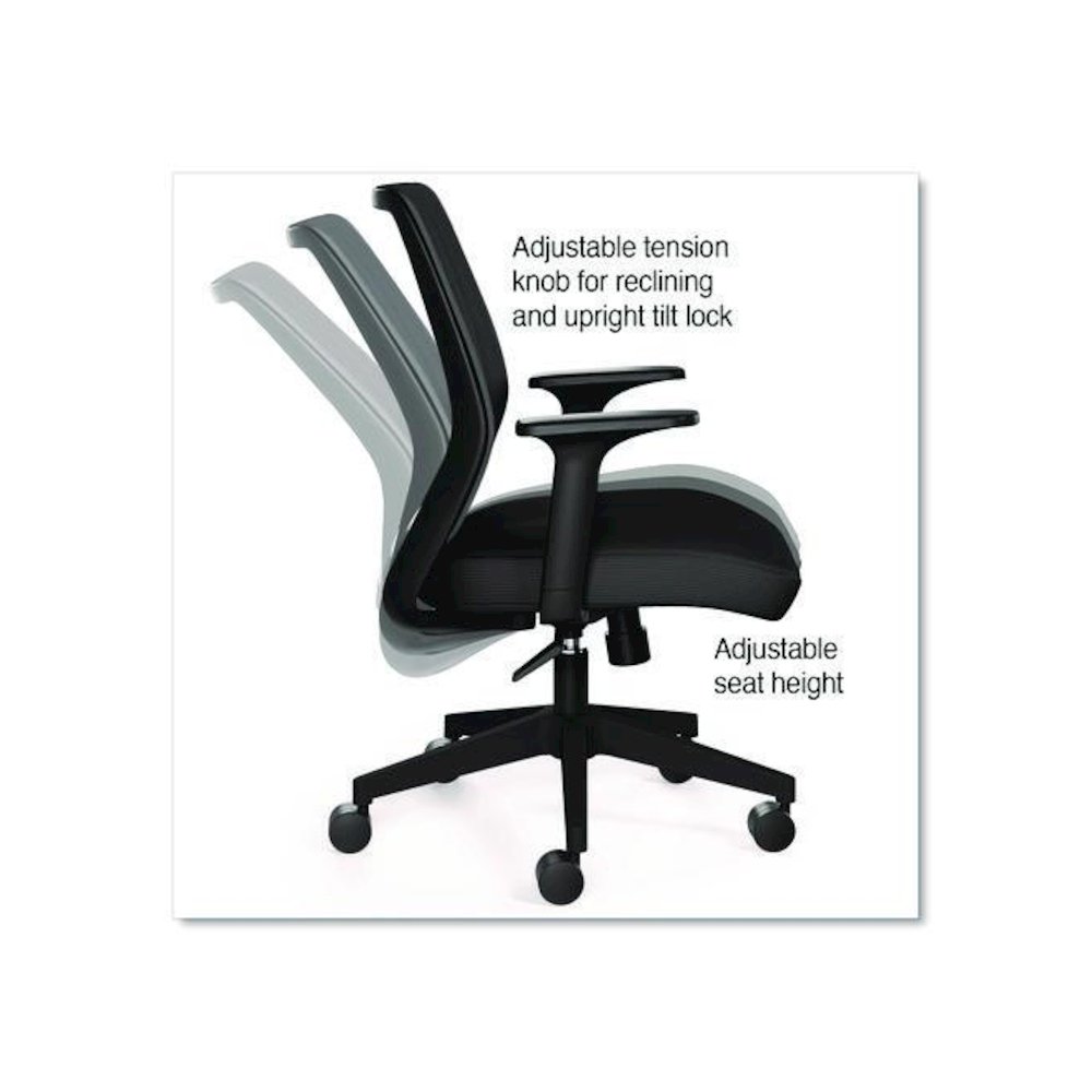 Alera Wessex Ergonomic Fabric Mesh Swivel Task Chair, Supports Up to 275lbs, 17.09 to 20.83 Seat Height, Black Seat/Back/Base