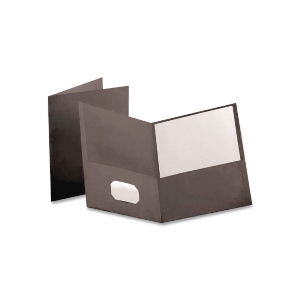 Linen Twin-Pocket Folder, Accommodates (100) 11 x 8.5 Sheets, Black, 25/Box