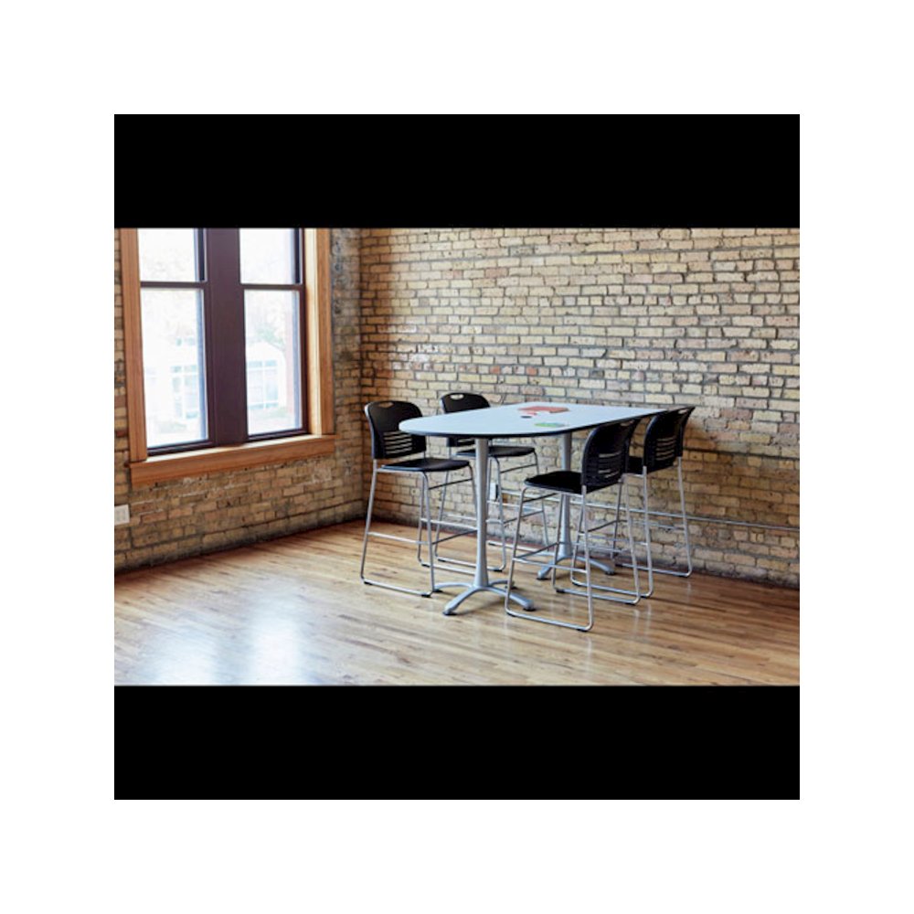 Vy Sled Base Bistro Chair, Supports Up to 350 lb, 30.5" Seat Height, Black Seat, Black Back, Silver Base