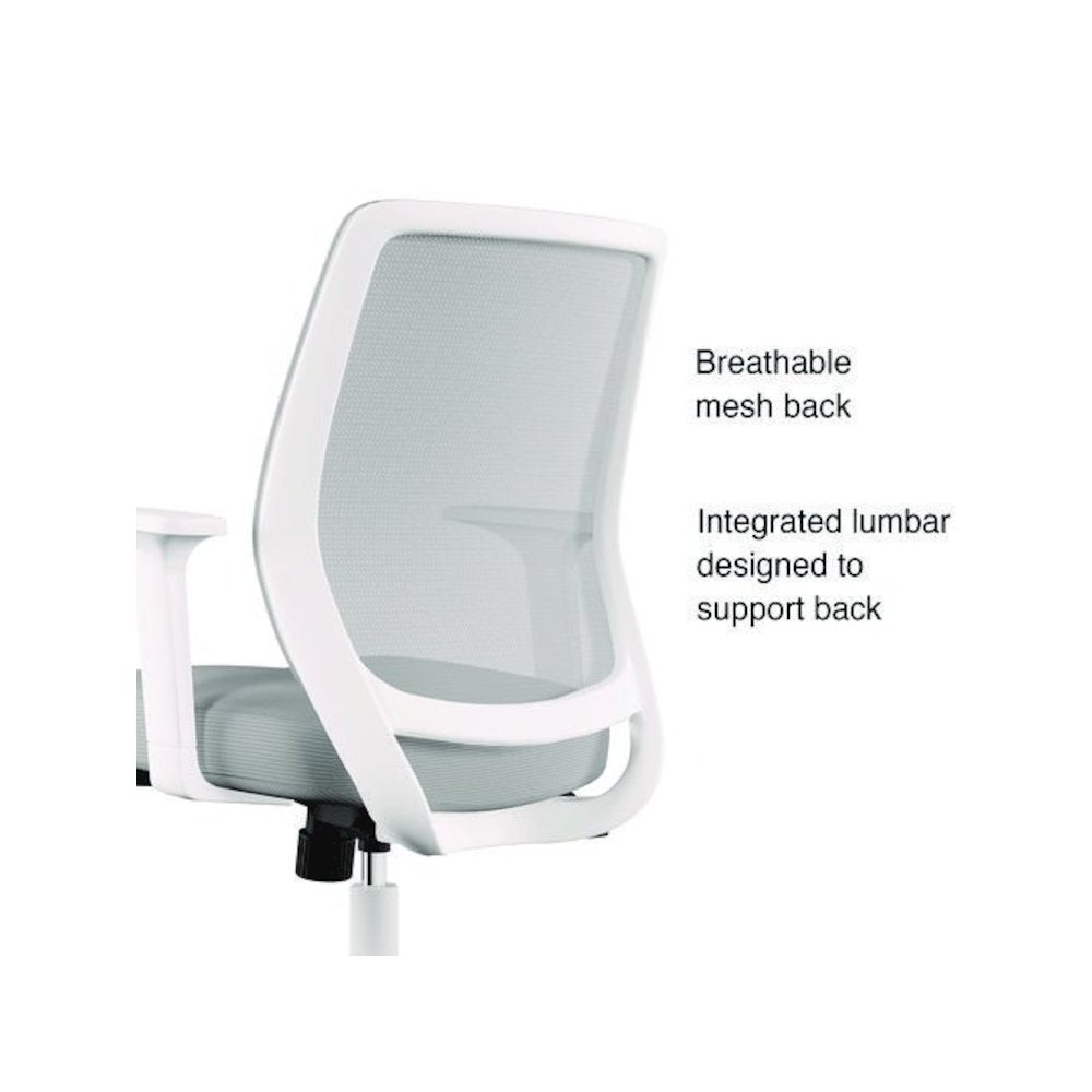 Alera Wessex Ergonomic Fabric Mesh Swivel Task Chair, Supports 275 lb, 17.09 to 20.83 Seat Height, Gray Seat/Back, White Base