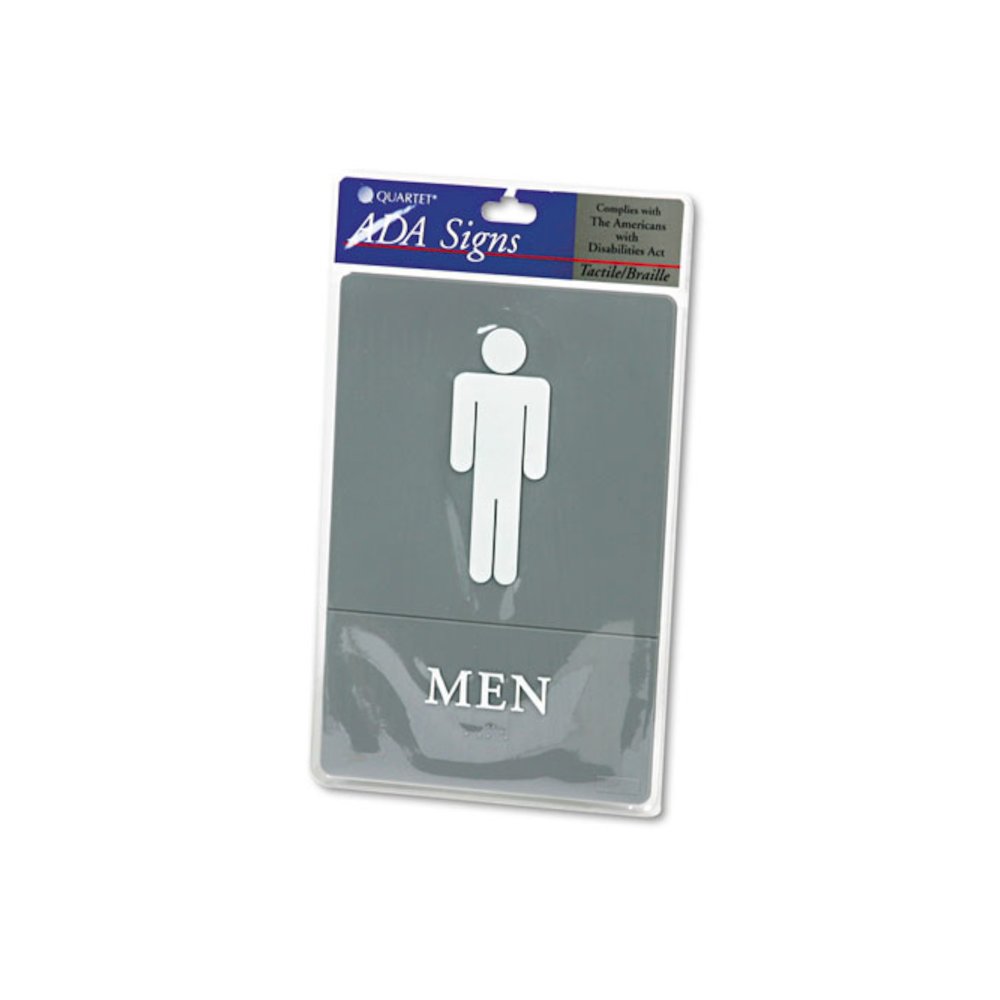ADA Sign, Men Restroom Symbol w/Tactile Graphic, Molded Plastic, 6 x 9, Gray