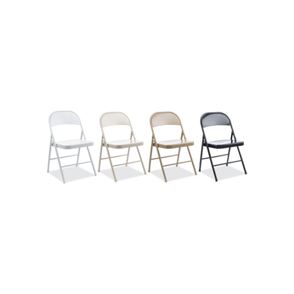 Armless Steel Folding Chair, Supports Up to 275 lb, Black Seat, Black Back, Black Base, 4/Carton