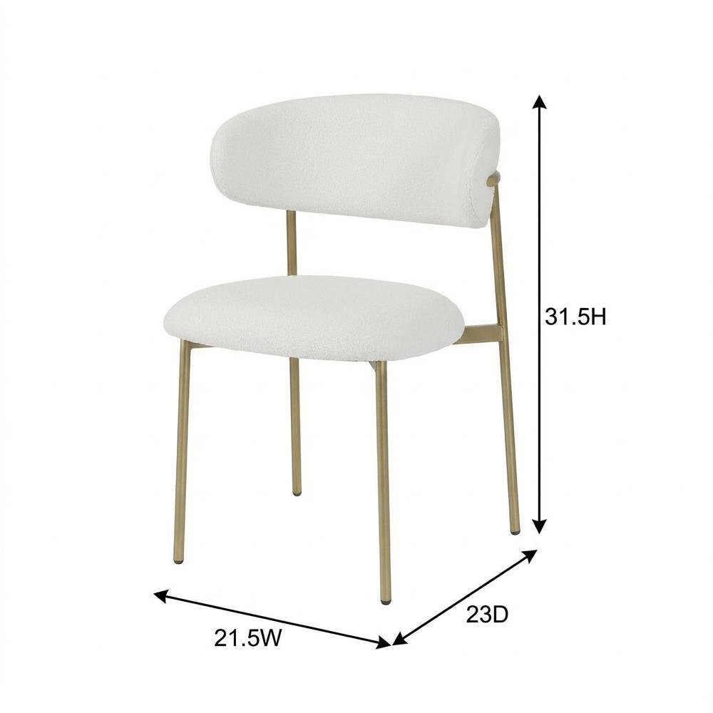 Brushed Gold Dining Chairs Set of 2 with Off-White Vegan Leather Upholstery