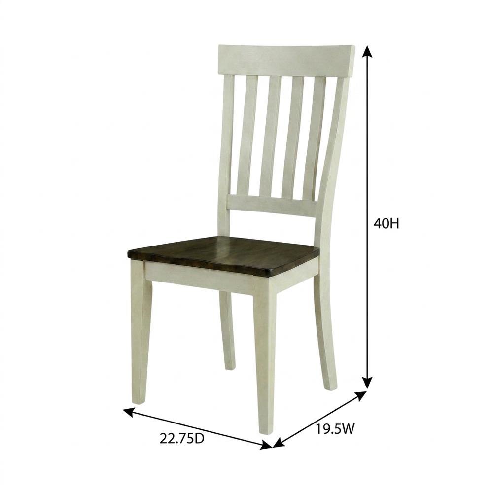 Chalk and Cocoa Slatback Side Chair with Solid Rubberwood Seat