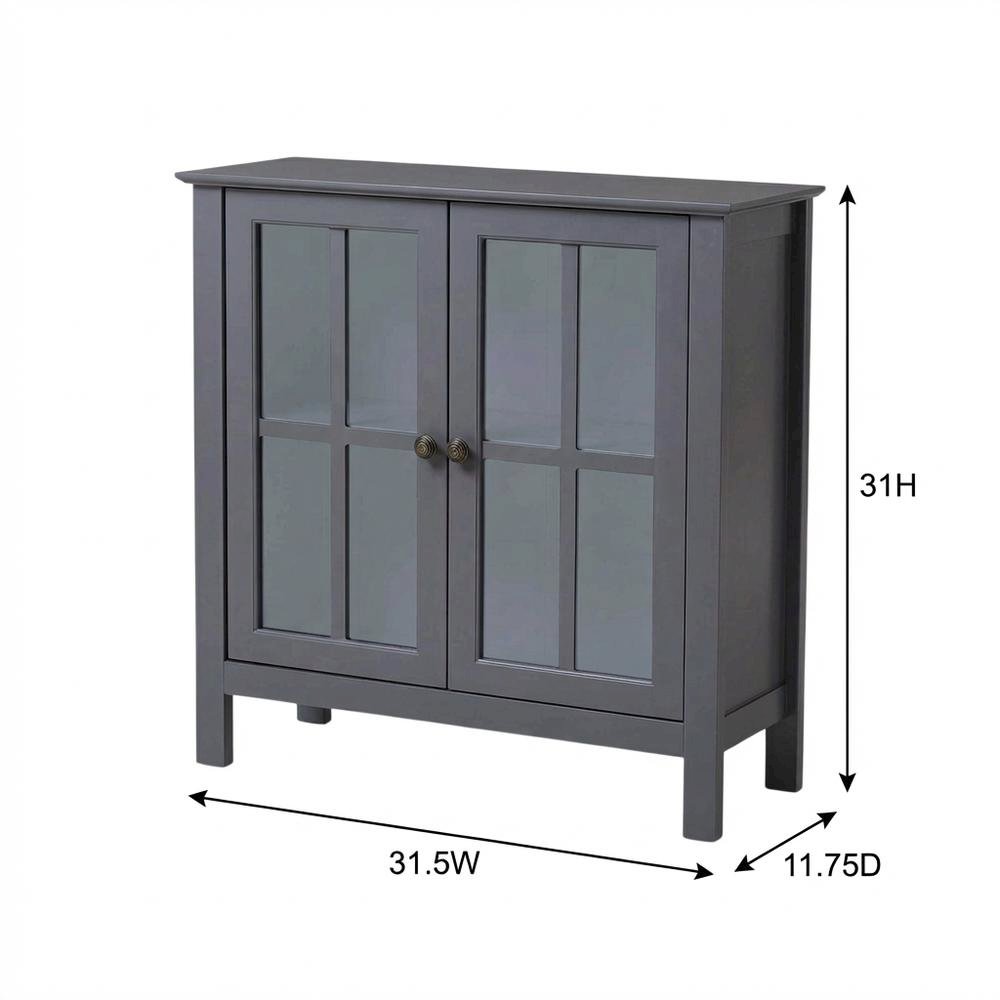 Dark Gray Glass Door Accent Cabinet with Fiberboard Construction