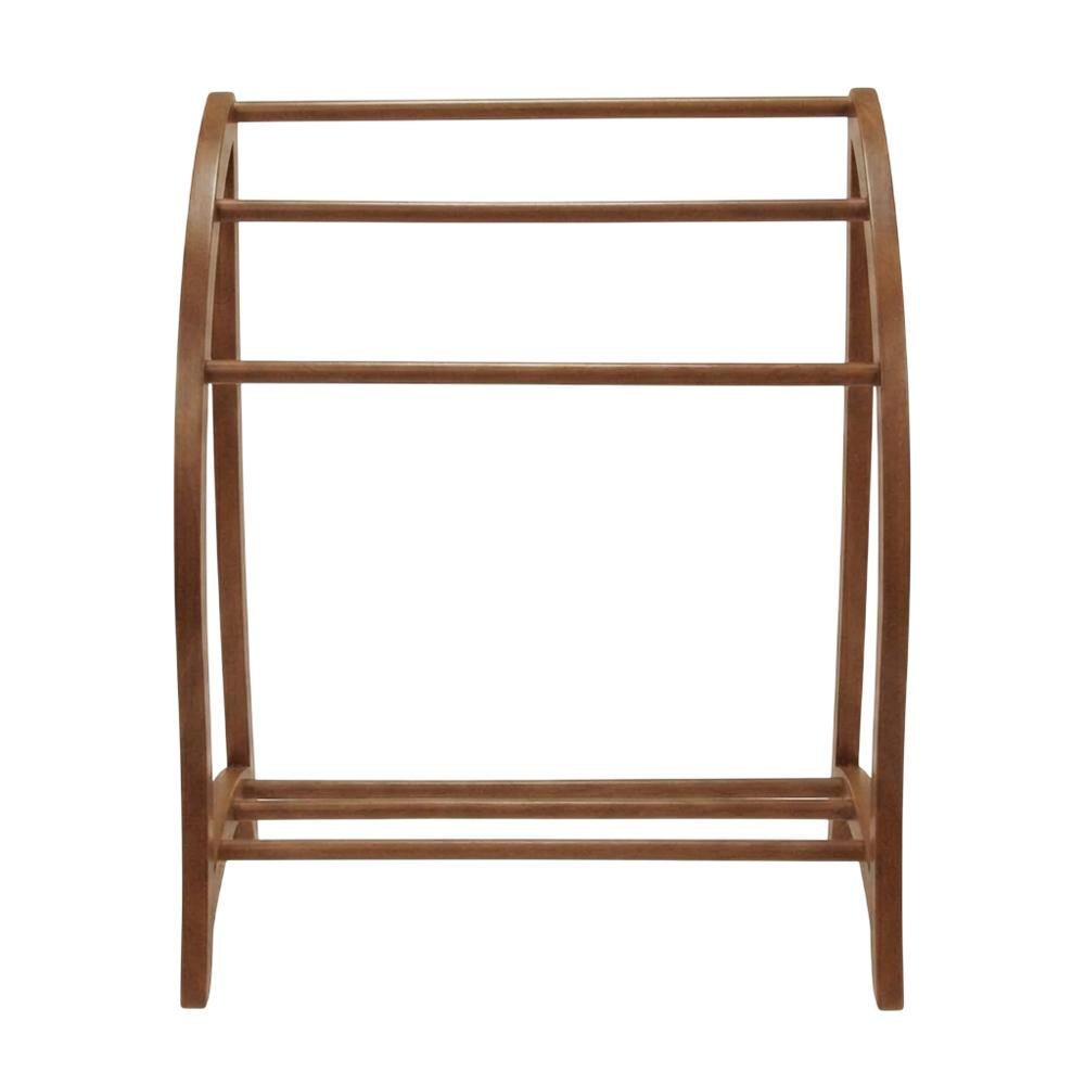 Solid Wood Blanket Rack Stand, Living Room Blanket Holder In Walnut Finish