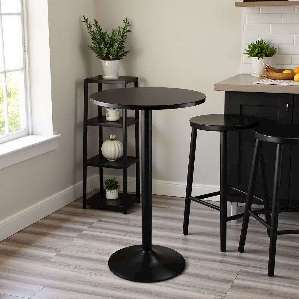Black Pub Table with Round MDF Top – Bar Height Table