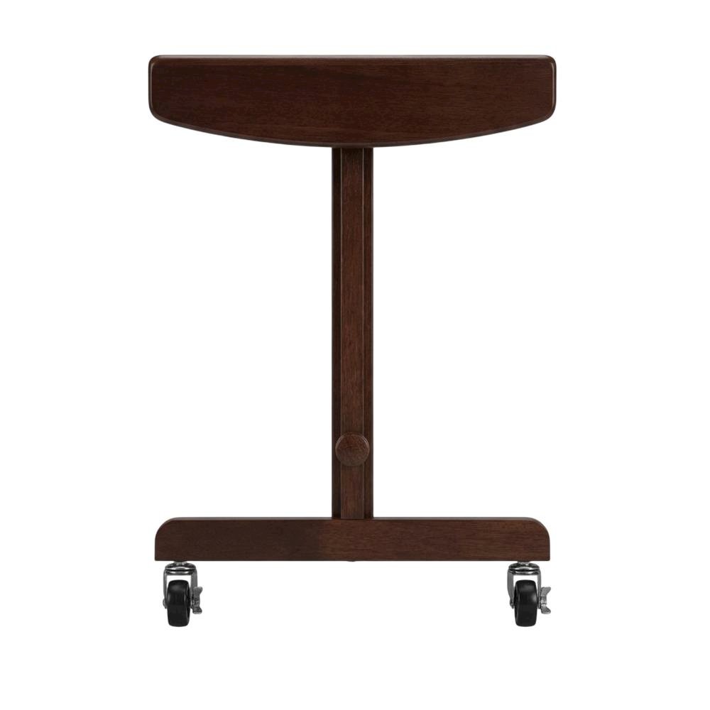 Antique Walnut Adjustable Laptop Cart with Solid Wood Finish for Mobility