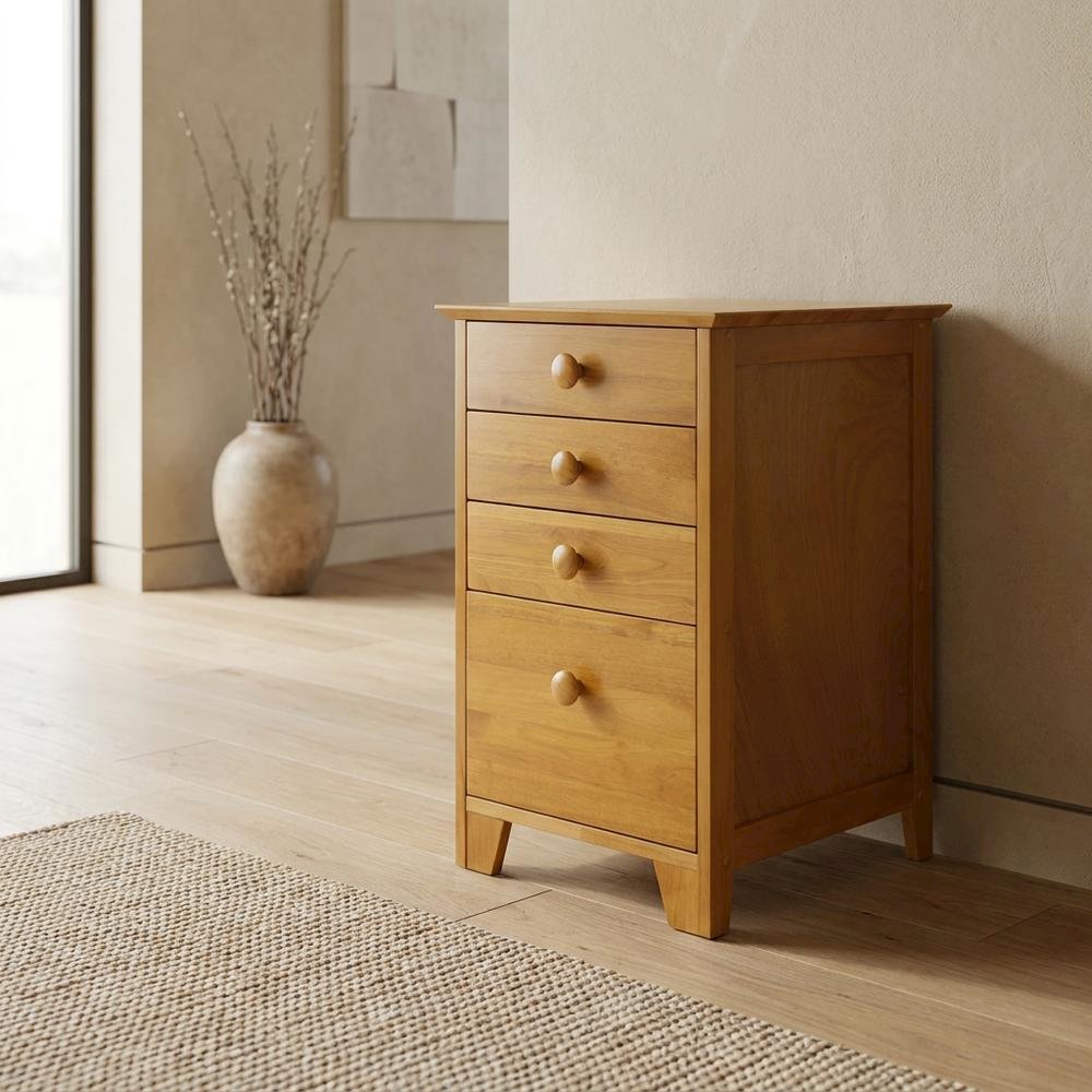 Honey finish filing cabinet with transitional style and solid wood construction