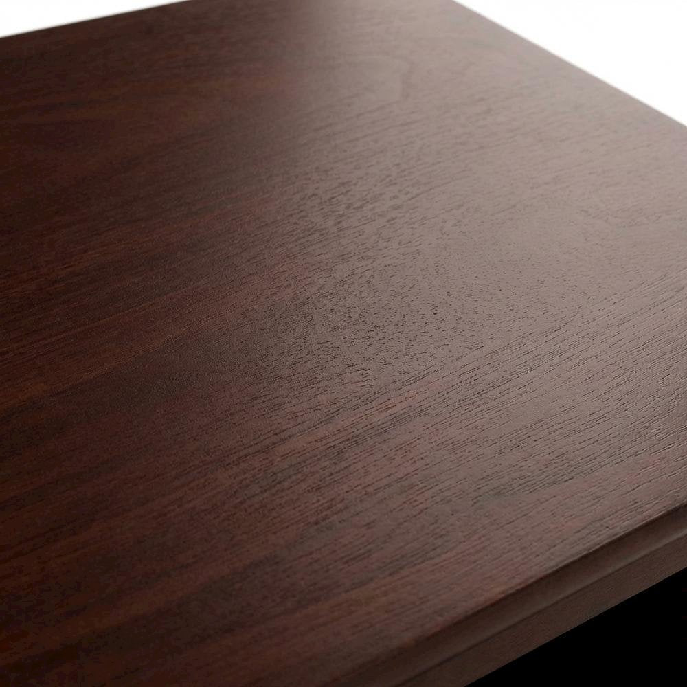 Farmhouse End Table With Storage in Walnut Finish, Wooden Side Table And Drawer