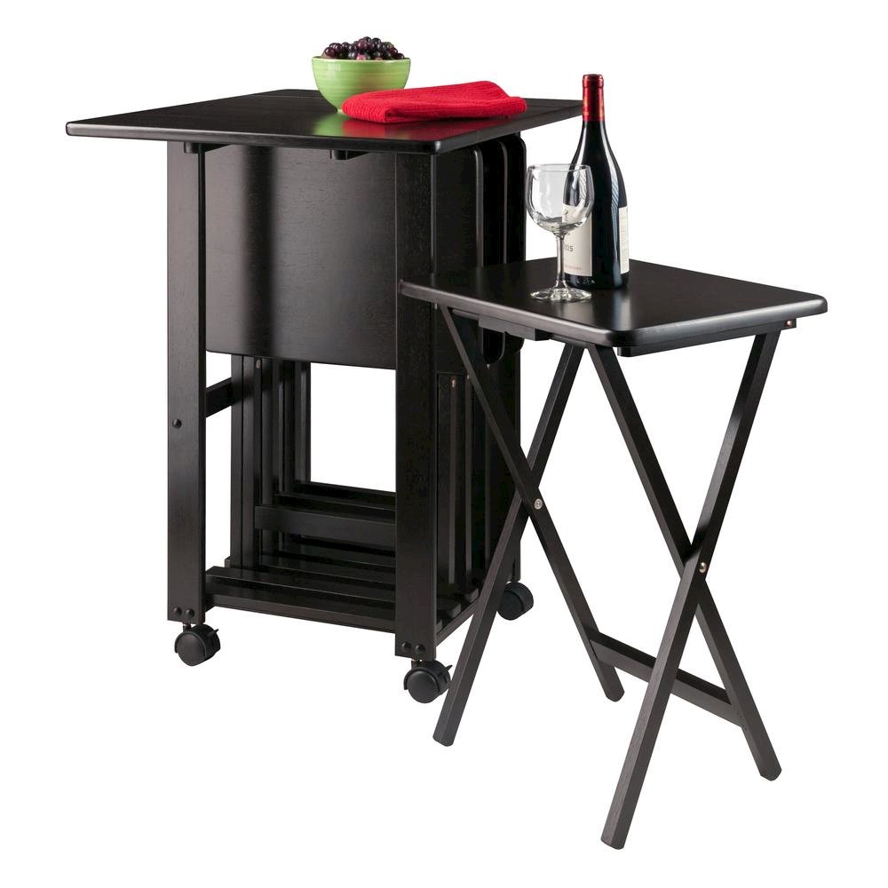 Coffee-Finished Folding TV Tray Set – Small Sofa Tables for Living Room & Dining