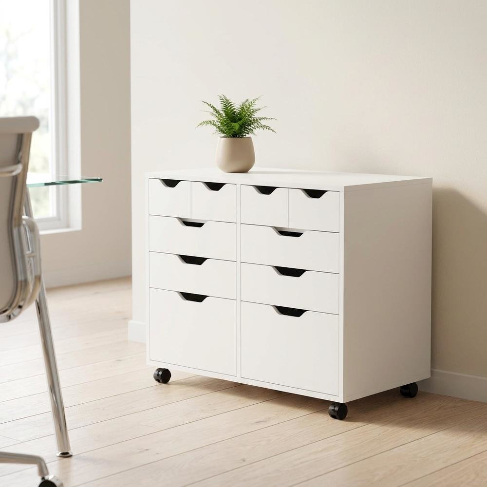 Composite Wood Storage Cabinet with Doors for Kitchen and Office, White