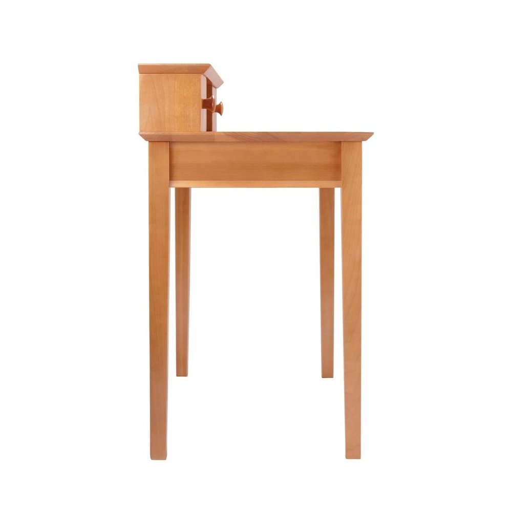 Solid Wood Computer Desk With Hutch, Honey Brown Art Desk With Storage