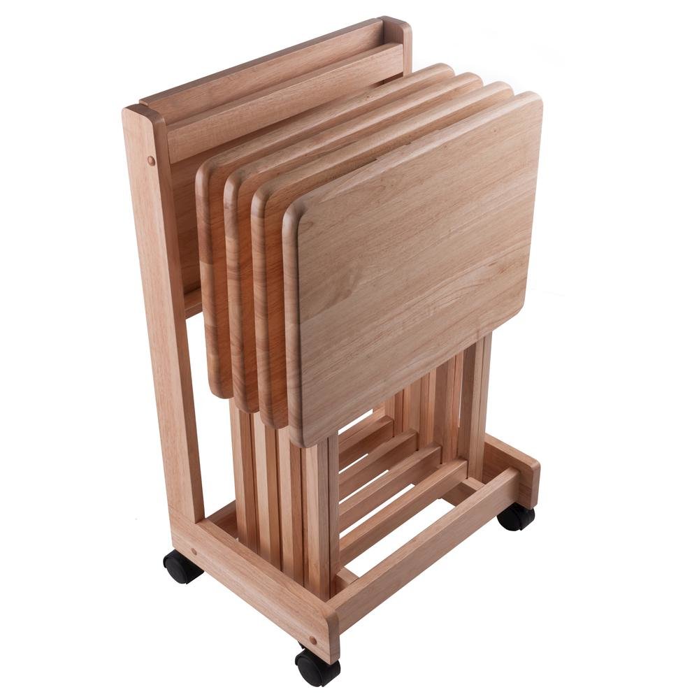 Natural color Solid Wood TV Trays – Folding Snack Tables for Eating and Serving