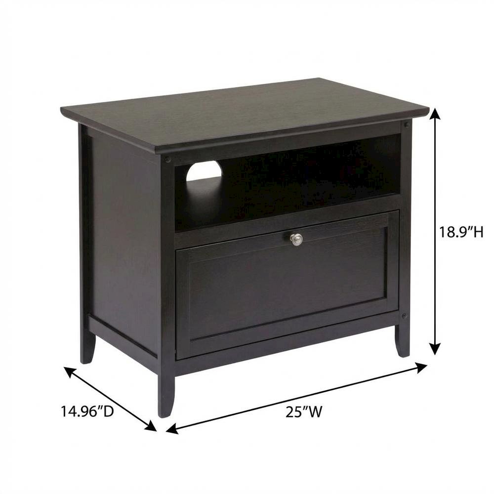 Dark Espresso TV Stand with Solid Wood Construction and Transitional Style