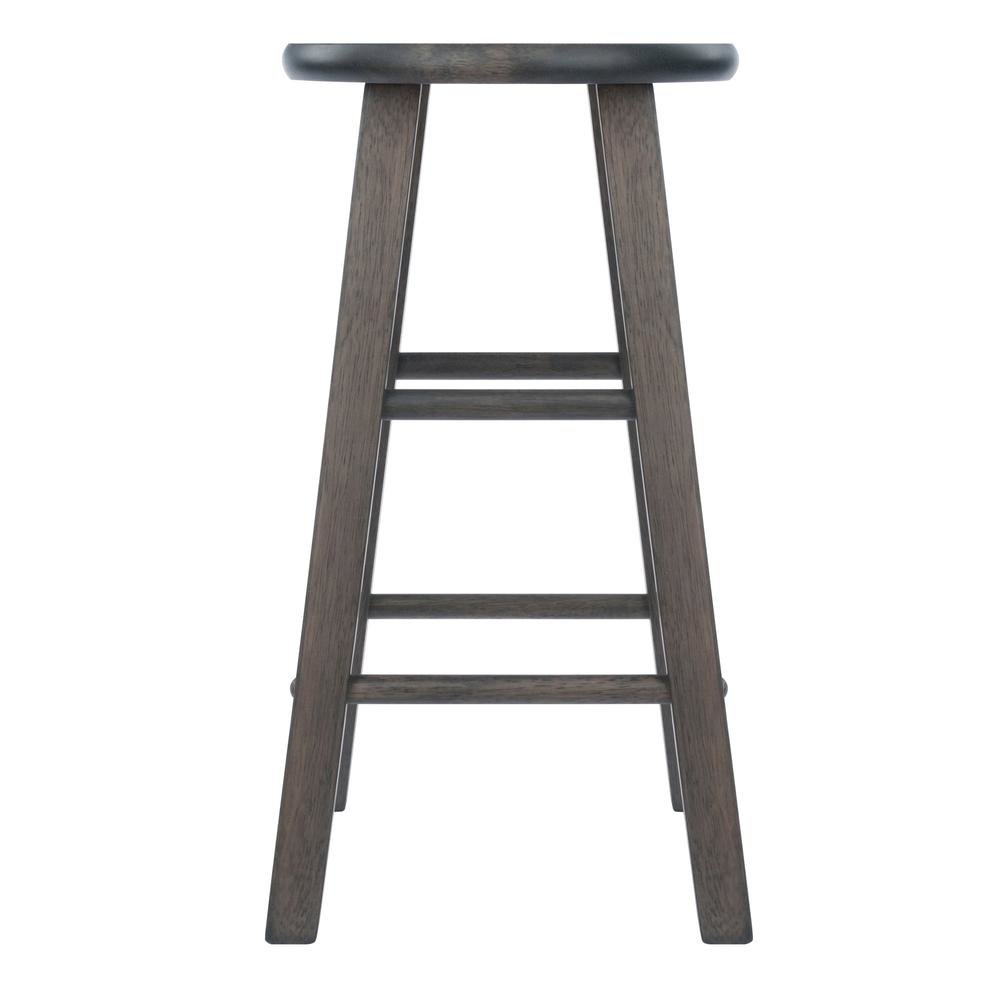 2-PC Counter Stool Set, Solid Wood, Round Seat, Squared Legs, 24 Inch Height