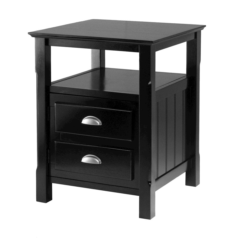 Night Stand, Black Open Shelf, Discreet Storage Cabinet, Bedside Unit