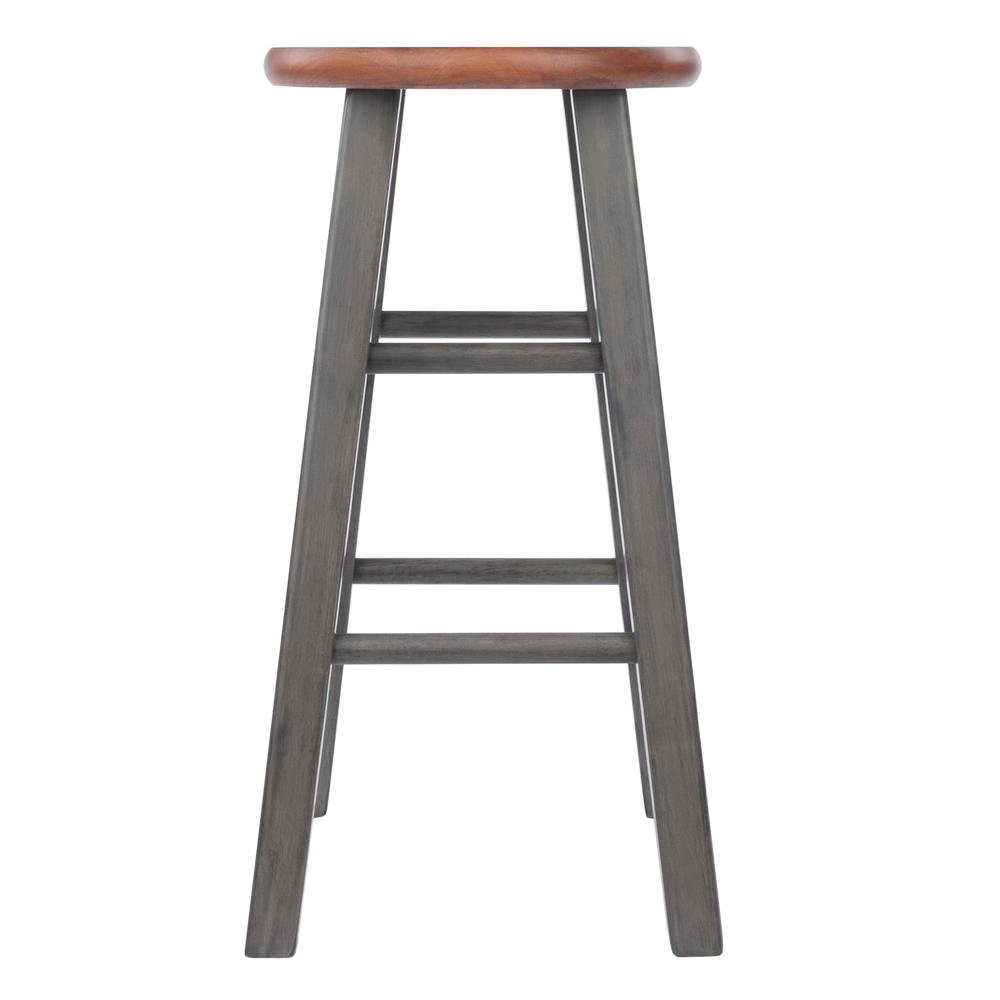 24" Solid Wood Counter Stool, Weathered Gray/Rustic Teak Finish
