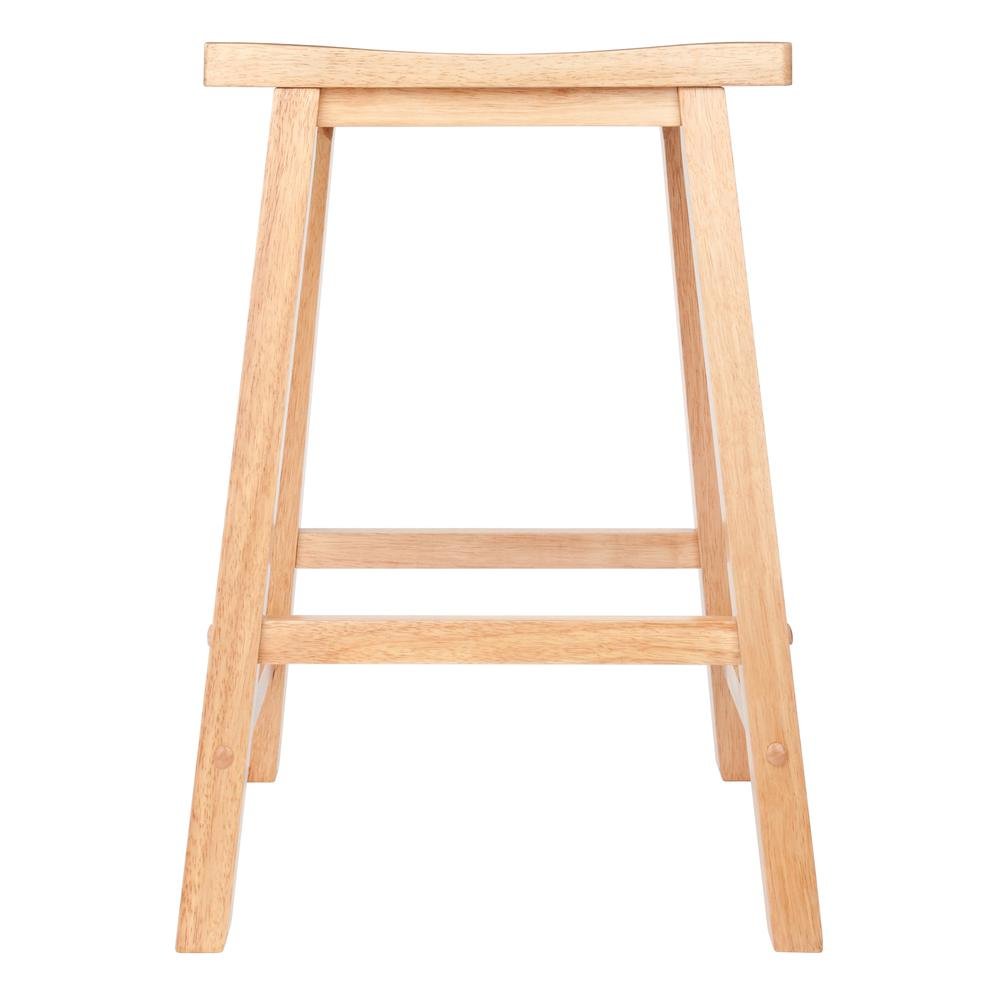 Natural Solid Wood Saddle Seat Bar Stool, 24 Inch Stool for Counter Dining