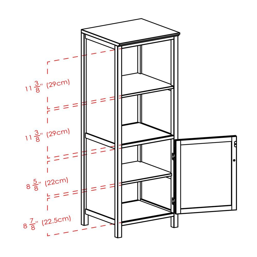 Narrow Storage Cabinet with Door & 2 Shelves, Walnut Finish