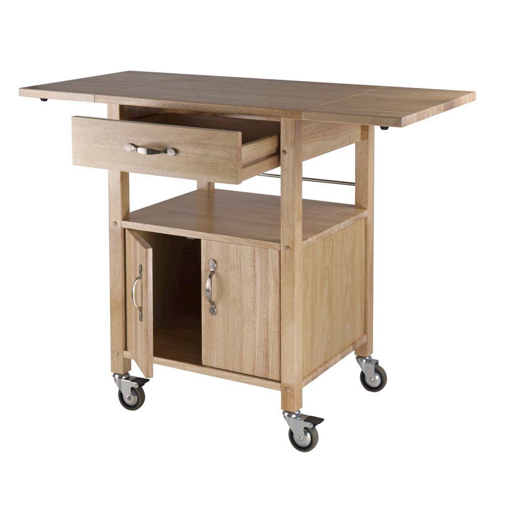 Beech Kitchen Island on Wheels – Rolling Kitchen Island Cart for Small Kitchens