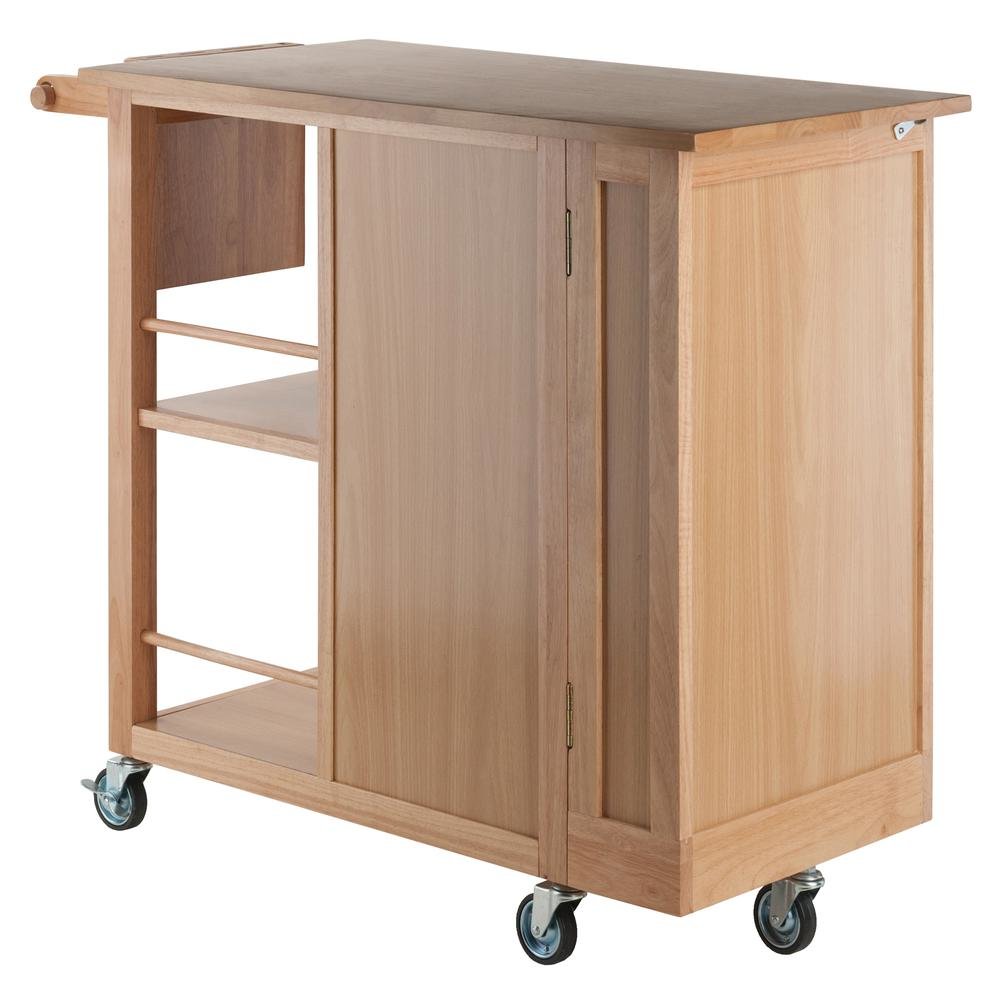 Natural Kitchen Island Cart on Wheels – Rolling Kitchen Island with Storage