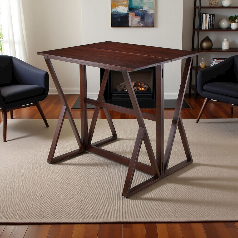 Antique Walnut Counter Height Table – Small Foldable Dining Table for 2