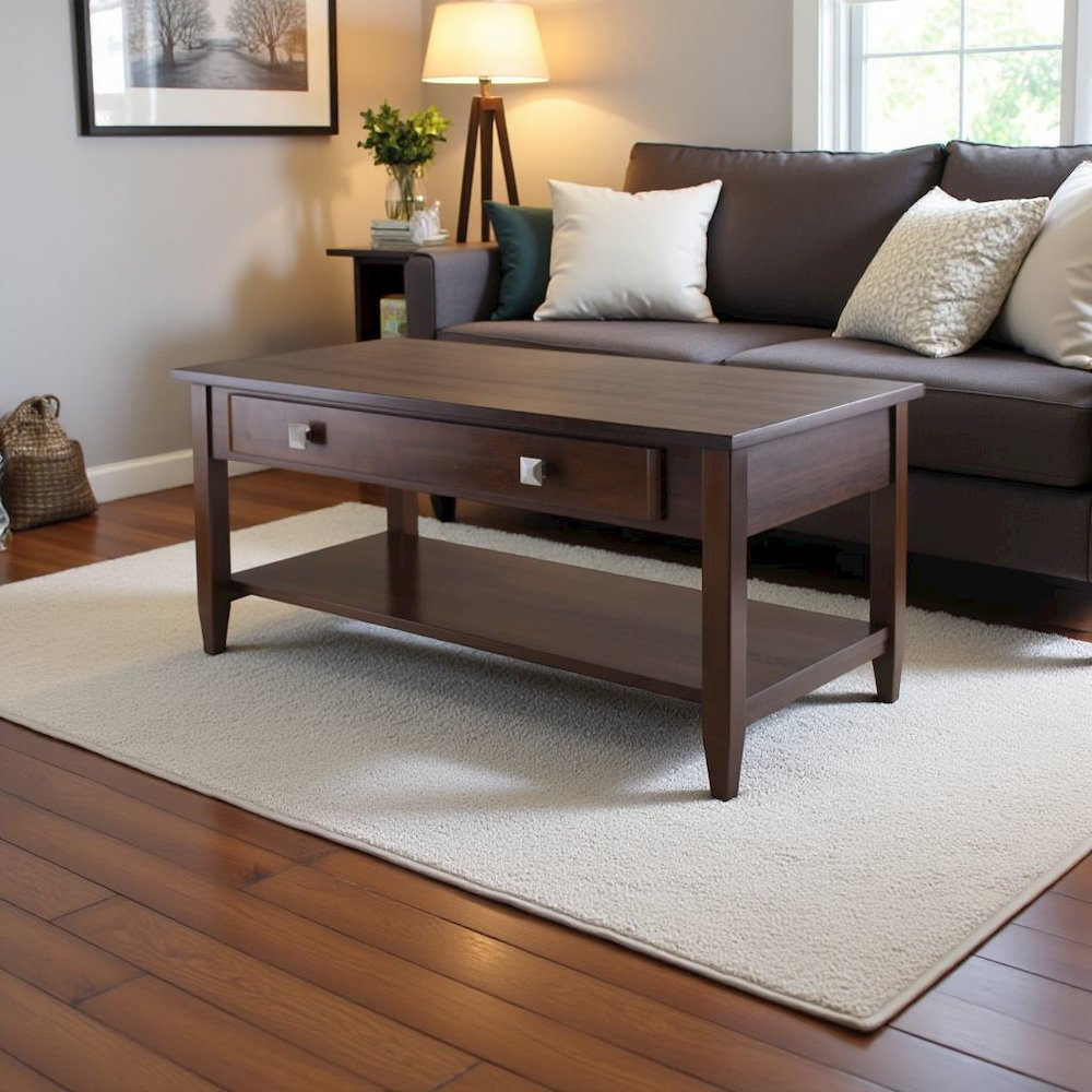 Antique Walnut Coffee Table – Classic Living Room Table with Tapered Legs