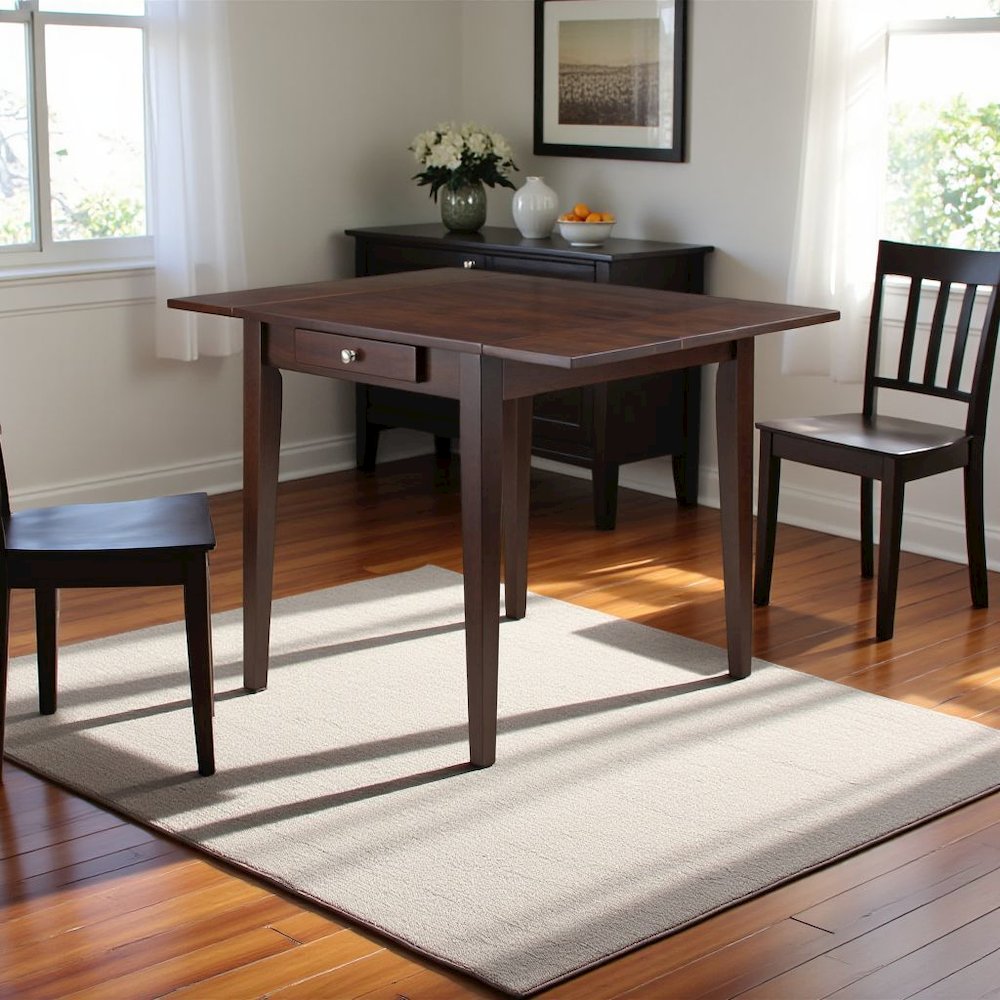 Antique Walnut Folding Dining Table – Small Round Drop Leaf Table