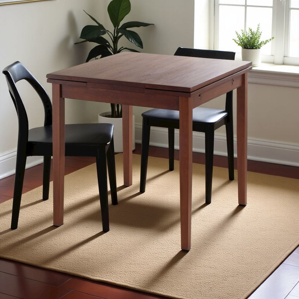 Walnut Expandable Dining Table – Square Dining Table with Leaf Extension