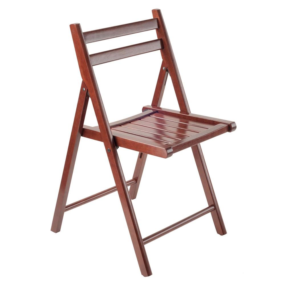 Walnut Folding Chair Set – 4-Pack Folding Wood Chairs for Easy Storage