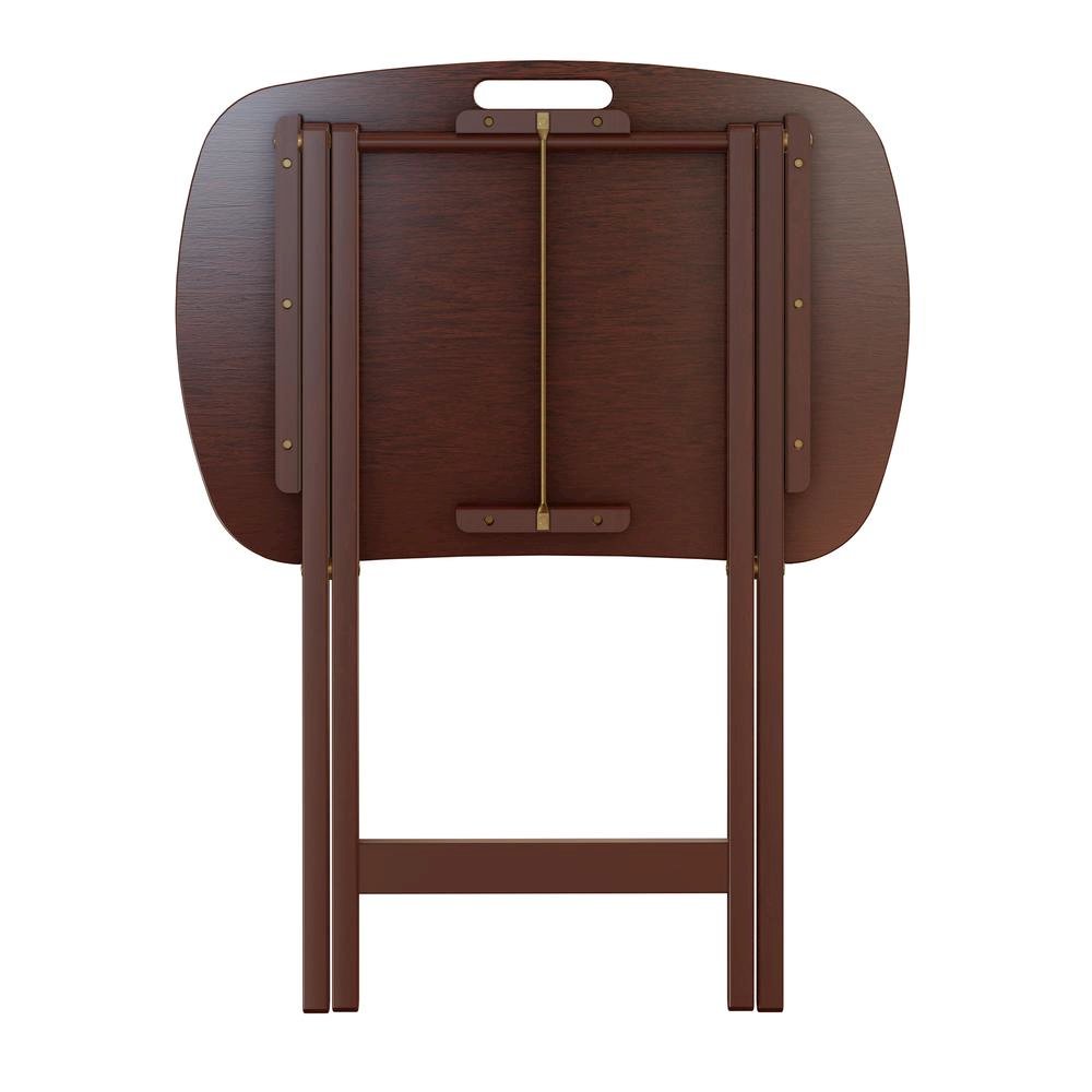 Walnut Snack Table Set – Folding TV Trays with Stand for Dining & Work