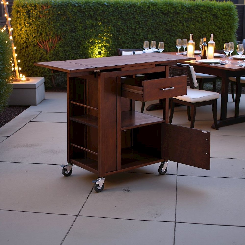 Walnut Kitchen Island Cart – Rolling Kitchen Island on Wheels