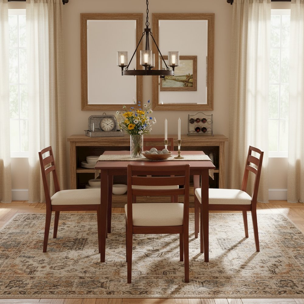 Mid Century Dining Table In Solid Walnut Finish, Square Kitchen Table