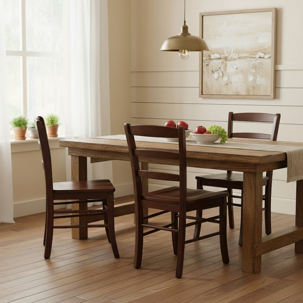 Solid Wood Dining Chairs Set Of 2 Farmhouse Kitchen Chairs In Walnut Finish