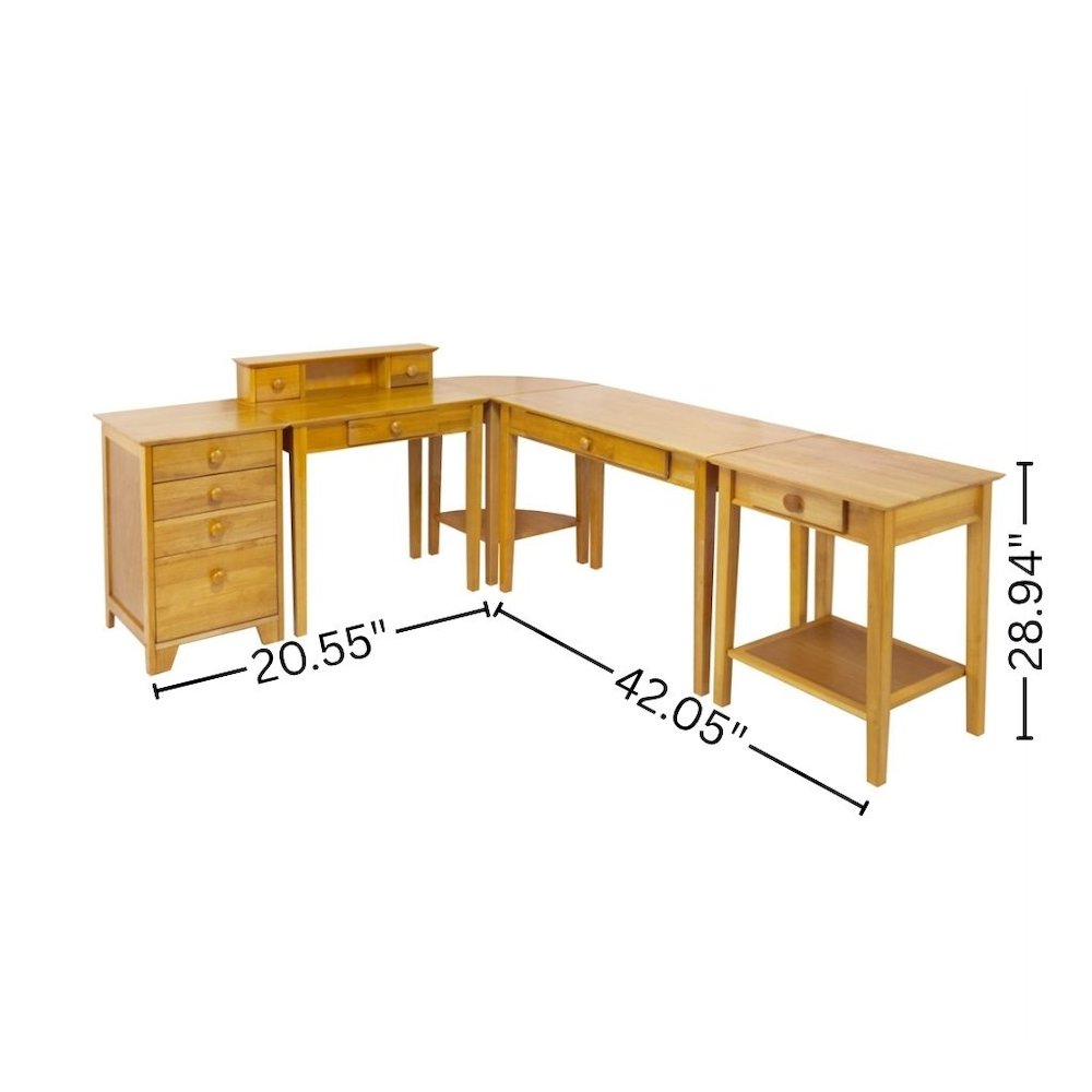 Honey finish computer workstation set - transitional design, wood construction