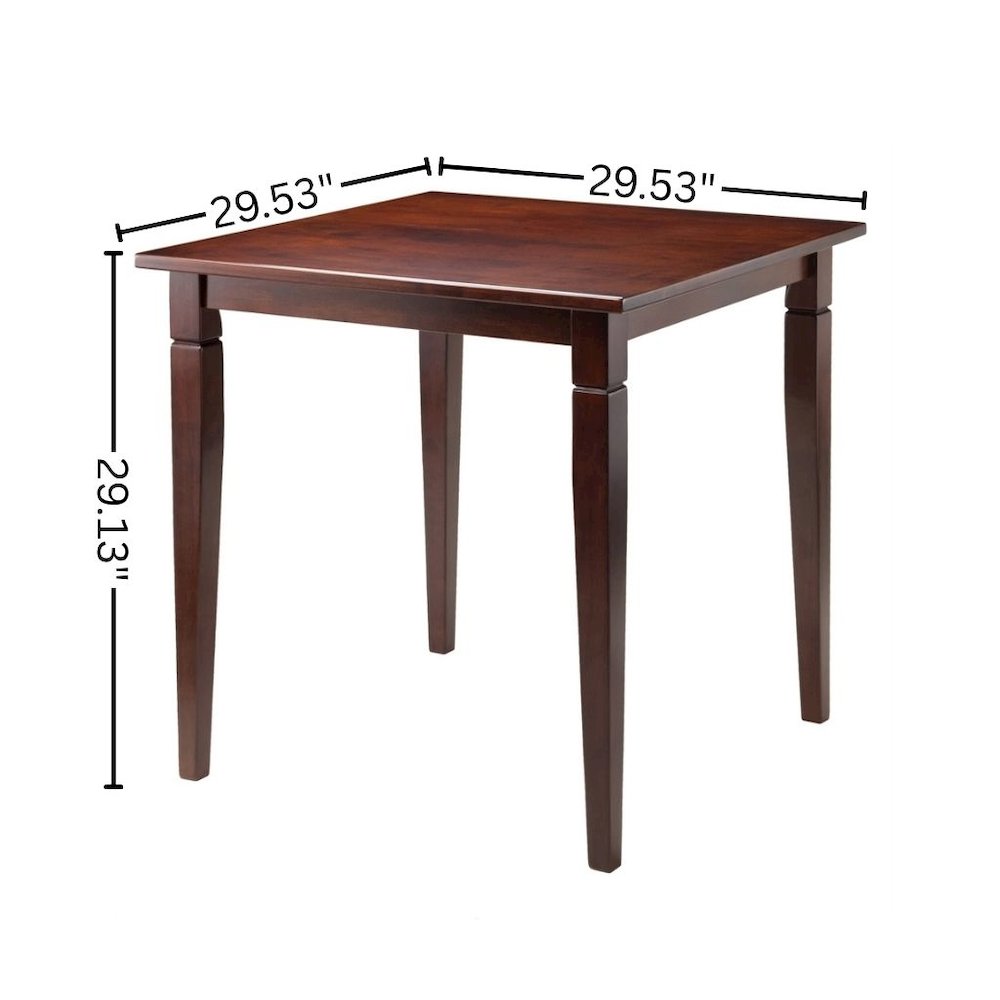 Square Dining Table, Routed Edge, Tapered Legs, Walnut