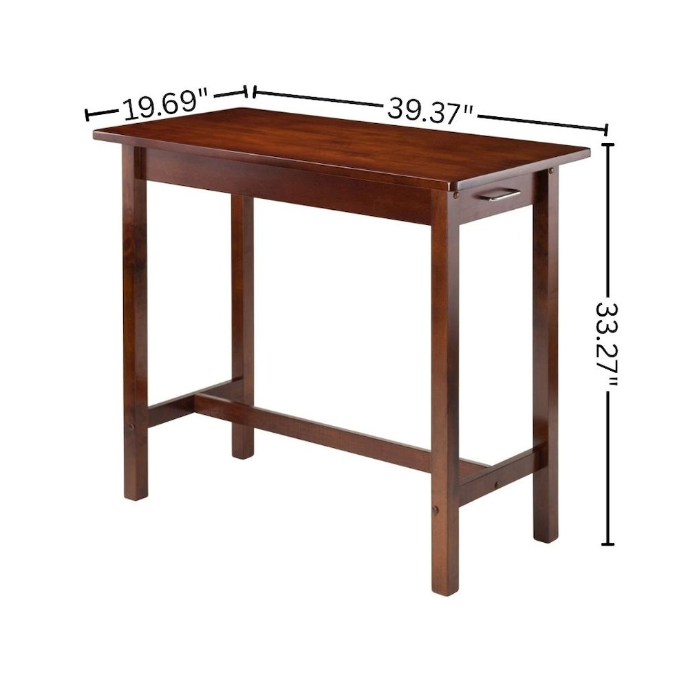 Counter Table, Kitchen Island, 2 Drawers, Solid Wood