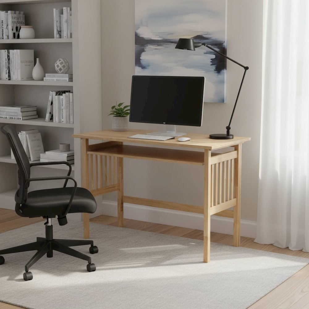 Honey Finish Printer Table, Solid and Composite Wood for Computer Workstations