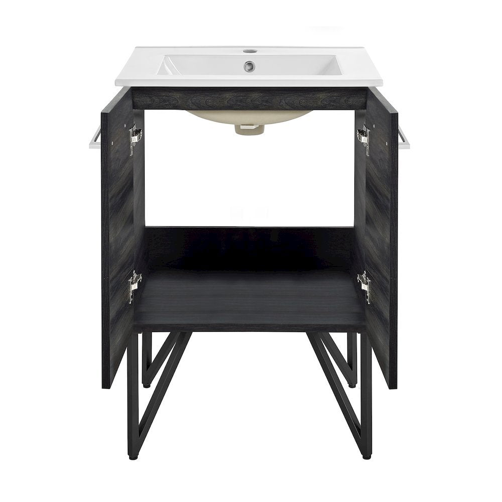 Annecy 24" Freestanding Bathroom Vanity in Black Walnut with Sink Top