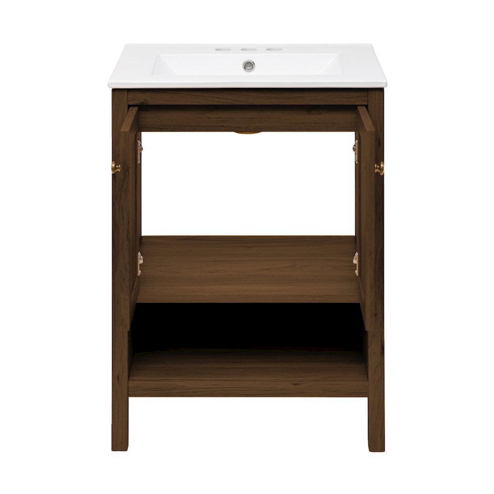 Chateau 24" Freestanding Bathroom Vanity in Brown Oak with Sink Top