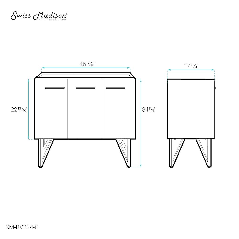 Annecy 48 Brushed Gray Bathroom Vanity Cabinet Only (SM-BV234)
