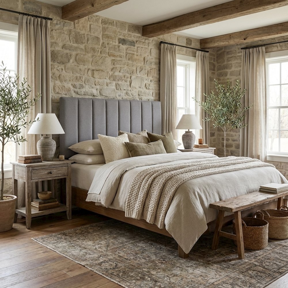 Gray King Upholstered Headboard with Padded Design and Durable Frame