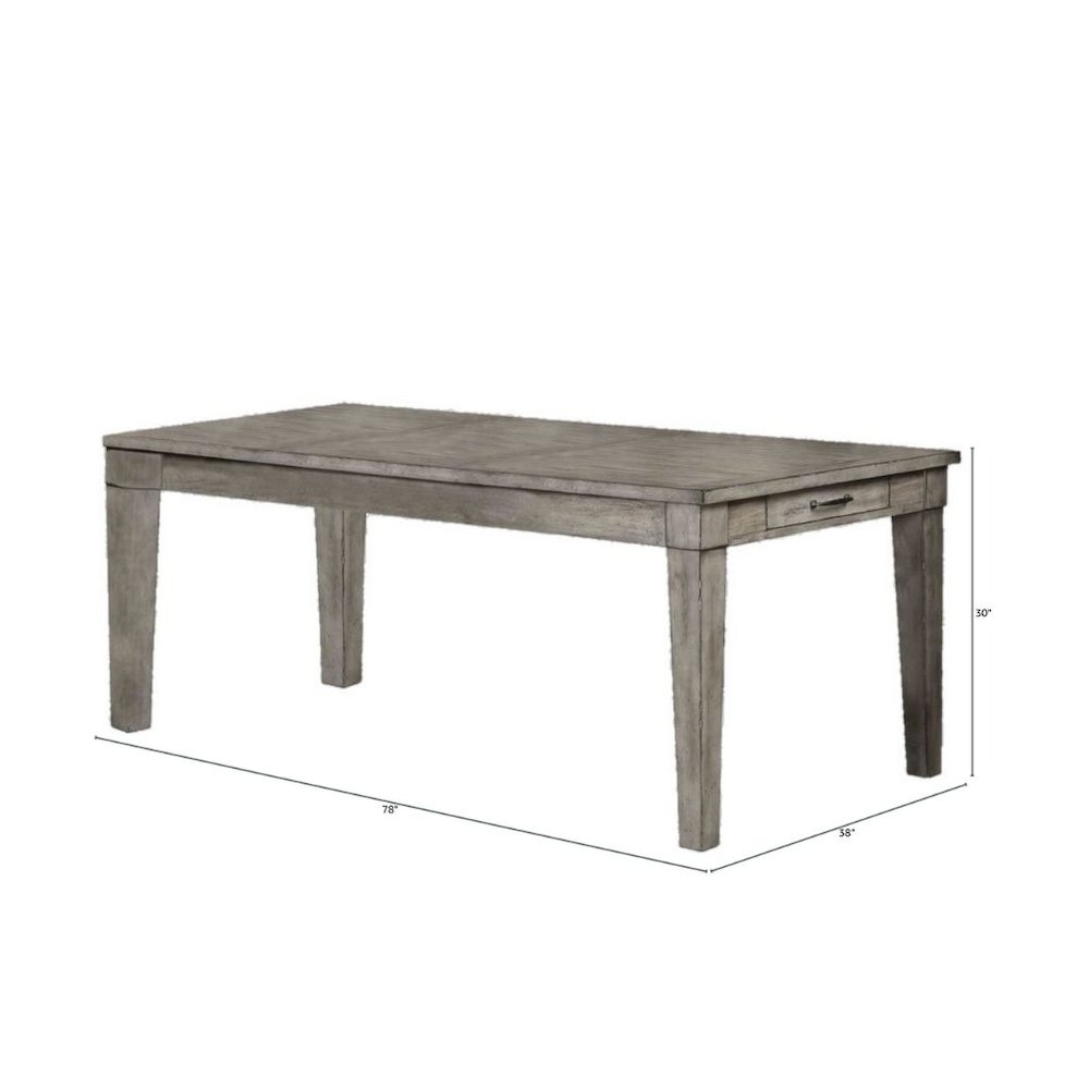 Gray Wood Dining Table with 2Drawers – Farmhouse Kitchen Table for 4